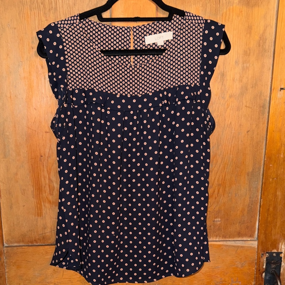 Loft Navy Polka Dot Women's Top